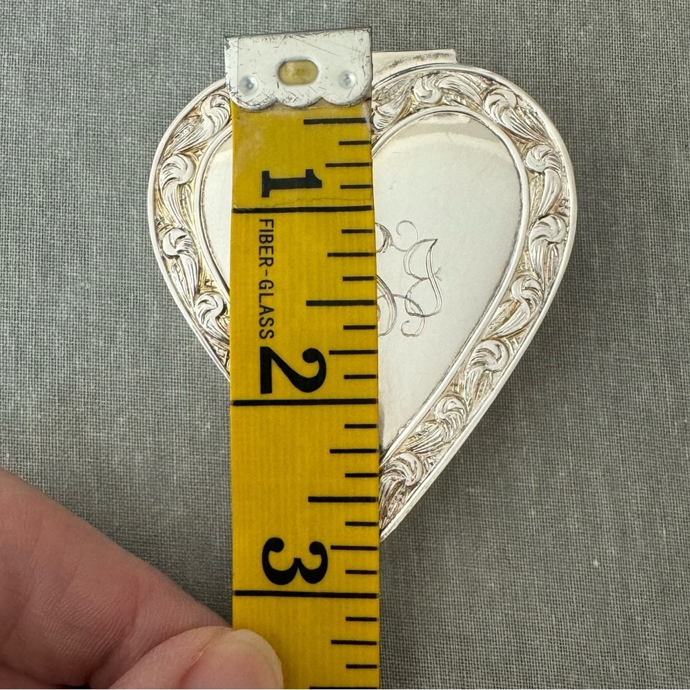 REED & BARTON Vintage Silverplated Trinket Heart Box Engraved “HSJ” or “HJS” - Picture 12 of 14